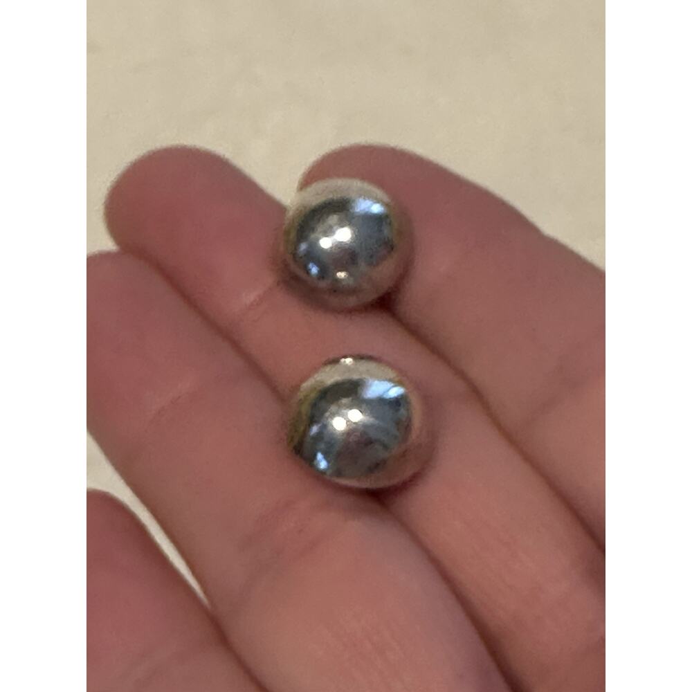 Vintage Mexico Sterling Silver .925 Round Dome Earrings Western Luxury Classic